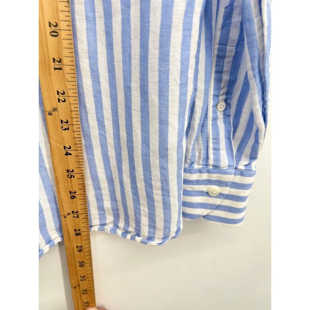 Banana Republic Mens Light Blue Slim Fit Linen Cotton Dress Shirt L Spring 2025
